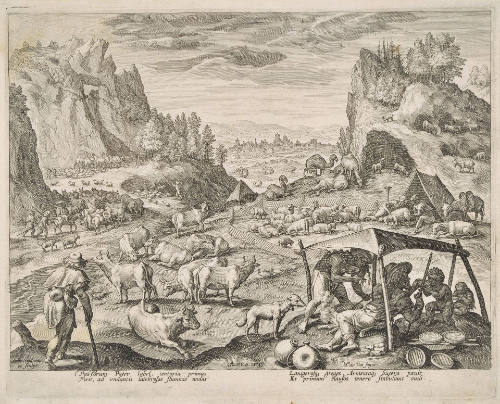 Jabal and His Family Resting with Their Cattle, plate 10 from the History of the First Men, after Maarten de Vos