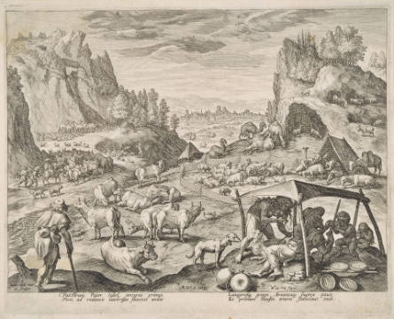 Jabal and His Family Resting with Their Cattle, plate 10 from the History of the First Men, after Maarten de Vos