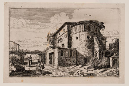 Two Couples Walking near Ruins of a Roman Building, plate 5 from Landscapes and Ruins