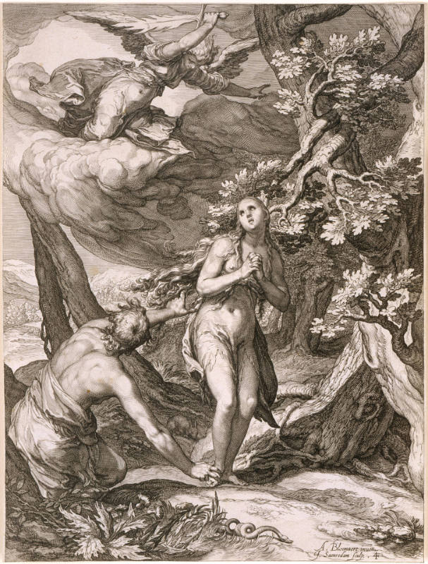 Expulsion from Eden, plate 4 from History of the First Parents of Man, after Abraham Bloemaert
