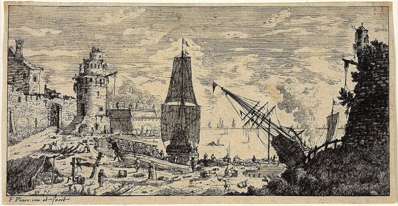 Seaport, plate 1 from A Series of Italian Coastal Scenes