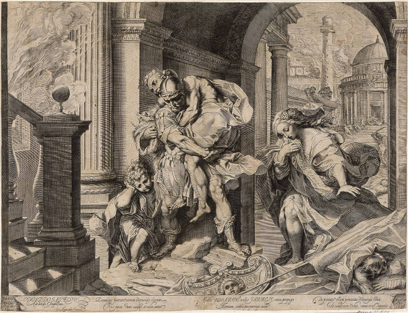 Aeneas and His Family Fleeing Troy, after Federico Barocci