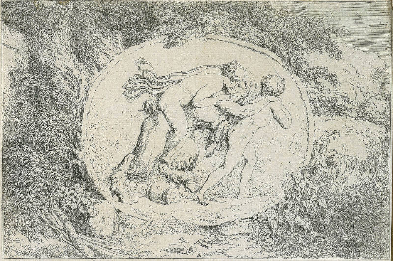 Nymph Astride a Satyr, plate 3 from Bacchanales series