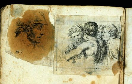 Group of five male figures, looking left, from Recueil de divers griffonnements et preuves d'eau forte [Collection of various sketches and etching proofs]