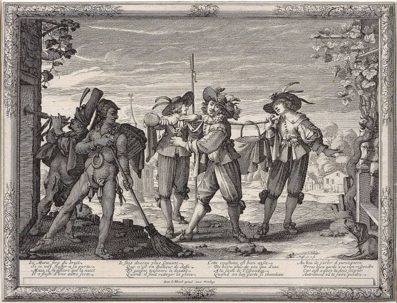 La Chaudeau porté aux mariés [Eggnog Carried to the Newlyweds], plate 3 from Le mariage à la ville [The Marriage in the Country]