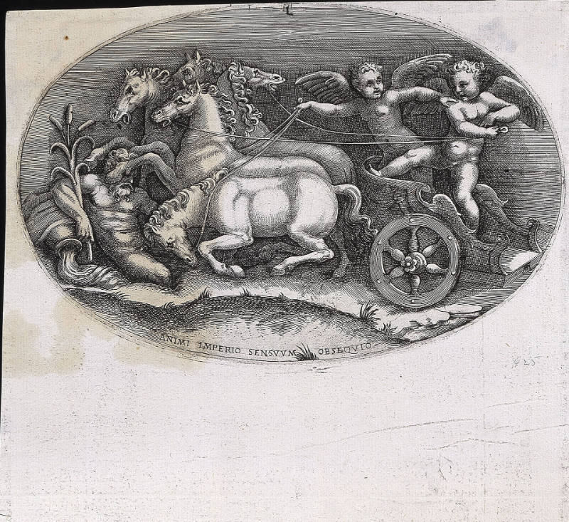 Two Putti in a Chariot, after Giulio Romano