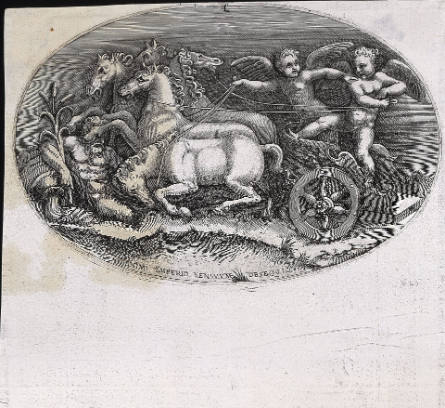 Two Putti in a Chariot, after Giulio Romano