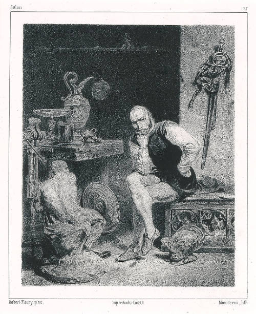 Benvenuto Cellini in His Studio, after Robert Fleury