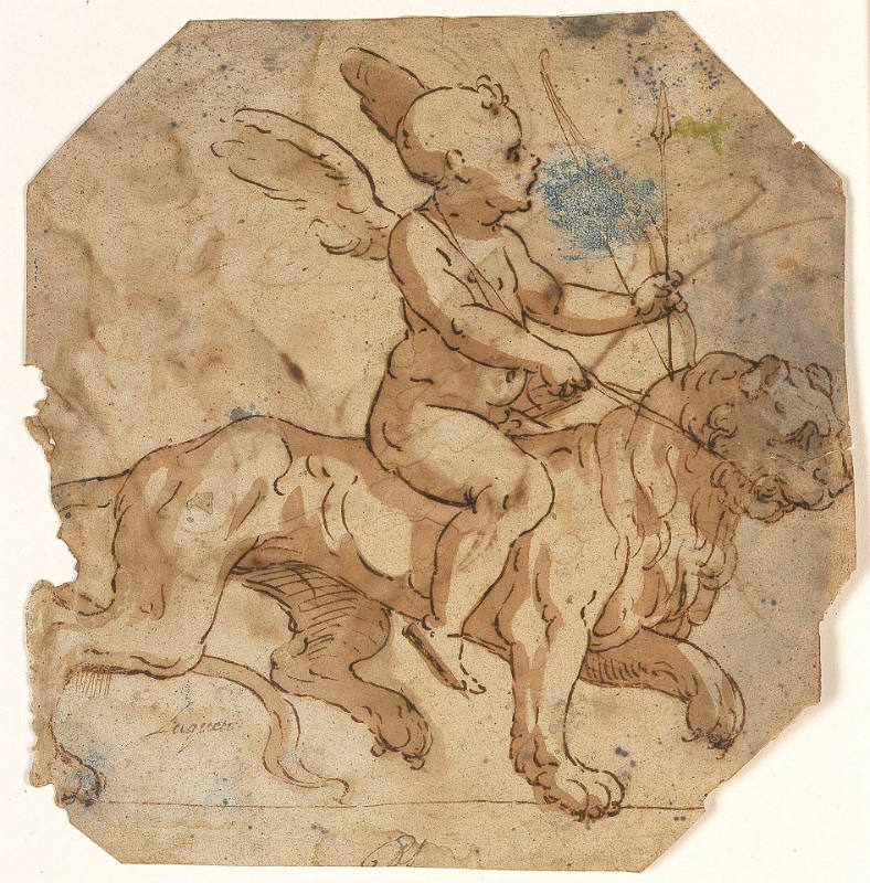 Cupid Riding a Lion