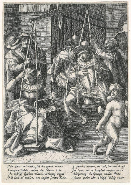 The Marriage Balance, plate 2 from the Series of Six Proverbs, after Karel van Mander