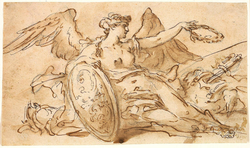 Personification of Victory (recto), Study of a Female Figure and the Bust of a Woman in Profile (verso)