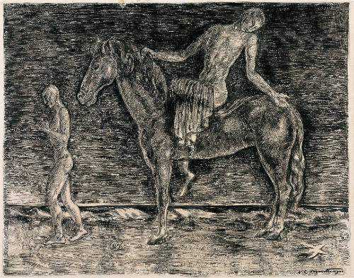 Untitled (Man on Horse, Man walking on Beach)