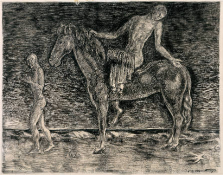 Untitled (Man on Horse, Man walking on Beach)