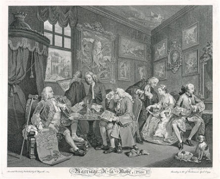 The Marriage Settlement, plate I from Marriage à la mode, after William Hogarth