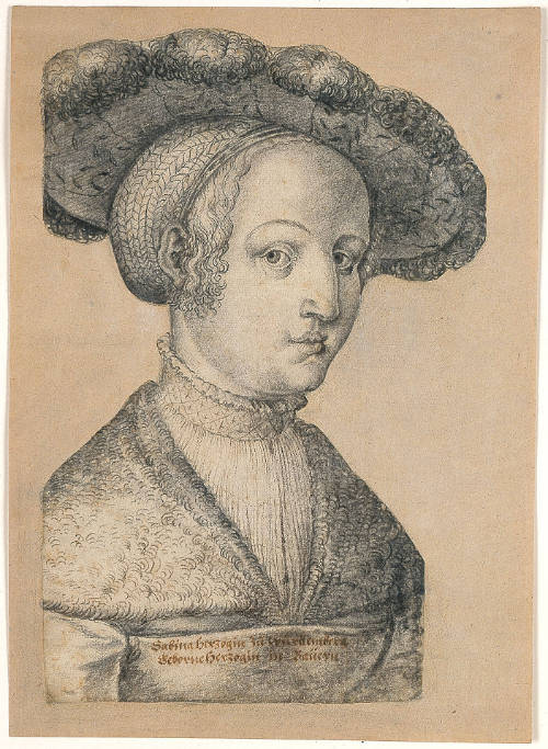 Sabina of Bavaria, Duchess of Württemberg (1492-1564), half-length, in a Plummed Hat
