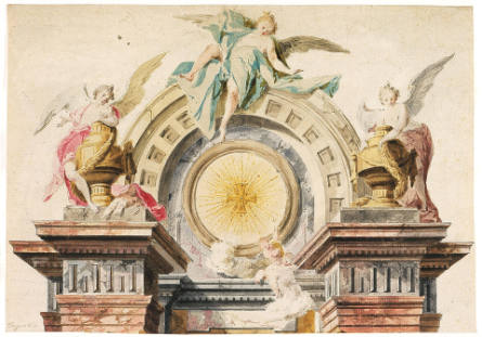Design for the Upper Section of an Altar with Three Angels