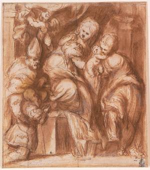 Madonna and Child with Saint Catherine, a Bishop Saint, and a Donor