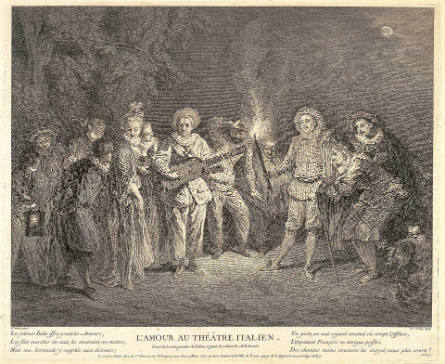 L'Amour au théâtre italien [Actors of the Comédie-Italienne], after Jean-Antoine Watteau