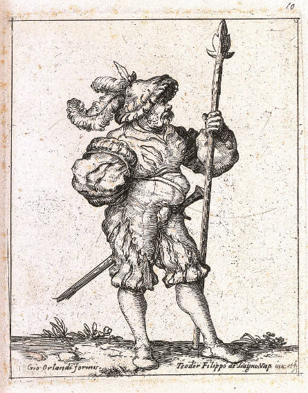 Soldier in Profile Holding a Lance, plate 10 from a set of Twelve Soldiers