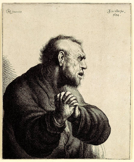 A Man Grieving, after Rembrandt van Rijn