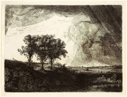 The Three Trees, after Rembrandt van Rijn