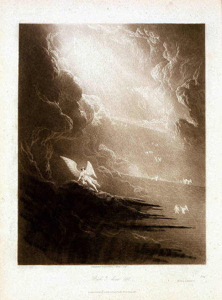John Martin, "Satan viewing the ascent to Heaven, from John Milton, Paradise Lost, Book 3, line…