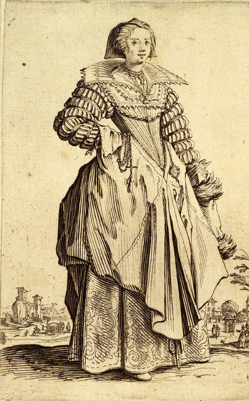 La Dame à la grande collerette et à la coiffe retombant en arrière [Lady with a large Ruffle and Hairpiece that Falls Down the Back], from La Noblesse [The Nobility]