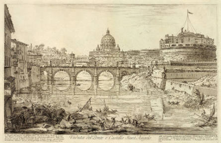 Veduta del Ponte e Castello Sant' Angelo [View of the Bridge and the Castel S. Angelo], from Vedute di Roma [Views of Rome]