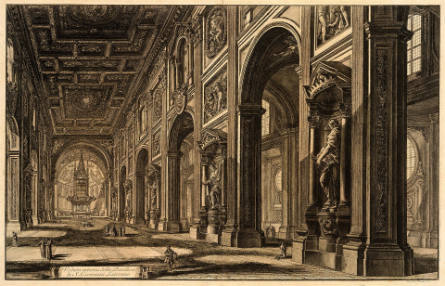 Veduta interna della Basilica di S. Giovanni Laterano [Interior view of the Basilica of St. John Lateran], from Vedute di Roma [Views of Rome]