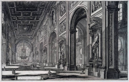 Veduta interna della Basilica di S. Giovanni Laterano [Interior view of the Basilica of St. John Lateran], from Vedute di Roma [Views of Rome]