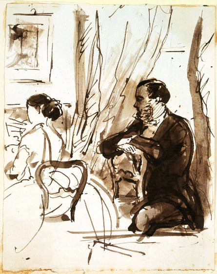 Couple with Lady Seated at a Piano