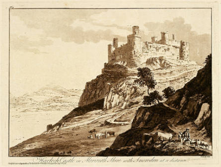 Harlech Castle in Marionethshire, with Snowdon at a Distance, plate 7 from XII Views in North Wales