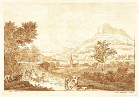 Landscape with Peasants and a Funerary Procession, after Marco Ricci