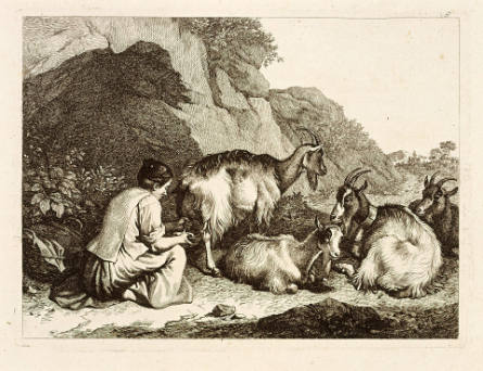 Shepherdess Milking a Goat, Plate 9, from The Twelve Etchings Dedicated to Lord Exeter