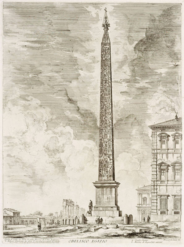 Obelisco Egizio. Questo fu erreto da Sista V. nella Piaza di S. Giovanni Laterano [Egyptian Obelisk. This was erected by Pope Siztus V in the Piazza S. Giovanni Laterano], plate 12 from the Vedute di Roma [Views of Rome]