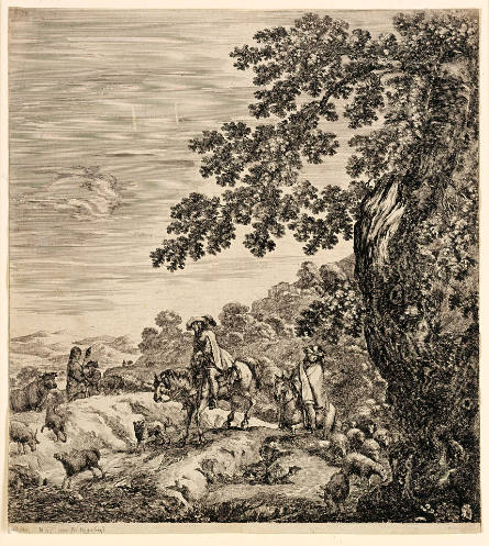 Two Horsemen Passing a Flock, from Six Large Views of Rome and the Roman Campagna