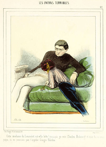 Cette madame de Lieusaint est-elle bête! [That lady from Lieusaint is stupid!], plate 42 from Les Enfans [sic] terribles [Terrible Children], in Le Charivari, 9 August 1841