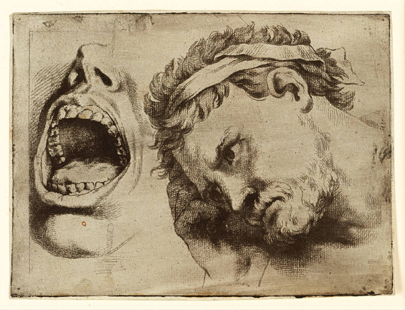 Study of Open Mouth and Pensive Head, after François Boucher, after Giuseppe Ribera