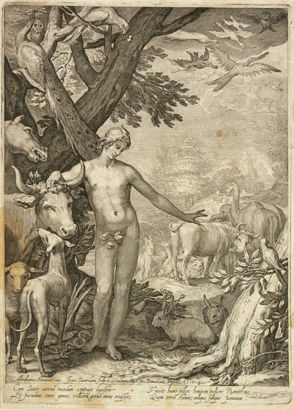 Adam Naming the Animals, plate I from History of the First Parents of Man, after Abraham Bloemaert