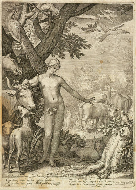 Adam Naming the Animals, plate I from History of the First Parents of Man, after Abraham Bloemaert