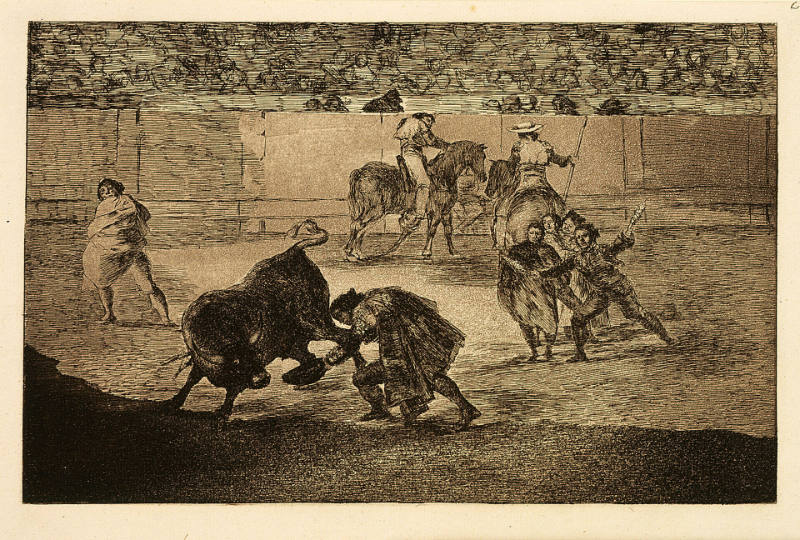 Pepe Illo haciendo el recorte al toro [Pepe Illo making the pass of the 'recorte'], plate 29 from La Tauromaquia