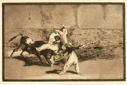 Cogida de un moro estando en la plaza [A Moor Caught by the Bull in the Ring], plate 8 from La Tauromaquia