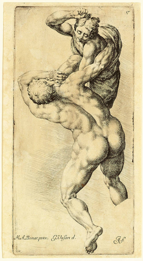 Last Judgment Group, after Giorgio Vasari, after Michelangelo, plate 17 from Paradigmata Graphices Variorum Artificium