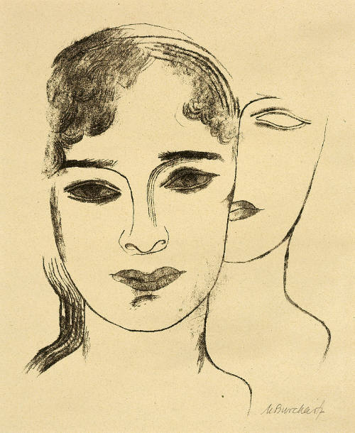 Zwei Mädchenköpfe [Two Girls' Heads], from Bauhaus Drucke - Neue Europäische Graphik 5te Mappe: Deutsche Künstler [Bauhaus Prints - New European Graphics, 5th Portfolio: German Artists]