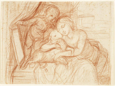 Saint Agnes Holding a Lamb with a Putto