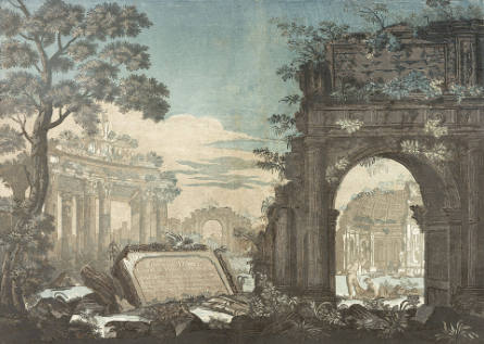 Heroic Landscape with Dedication and Classical Ruins, after Marco Ricci