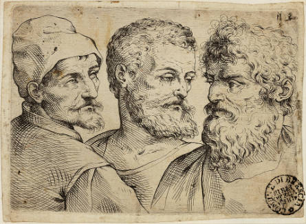 Three Male Heads, after Pordenone, from the Livre de dessins