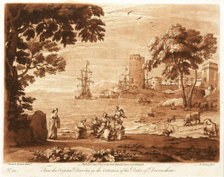 Landscape with Rape of Europa, no. 111 from Liber Veritatis, after Claude Lorrain