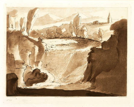 Landscape with a Cascade, no. 43 from Liber Veritatis, after Claude Lorrain