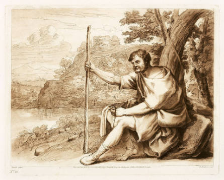 Landscape with Seated Shepherd, no. 18 from Liber Veritatis, after Claude Lorrain